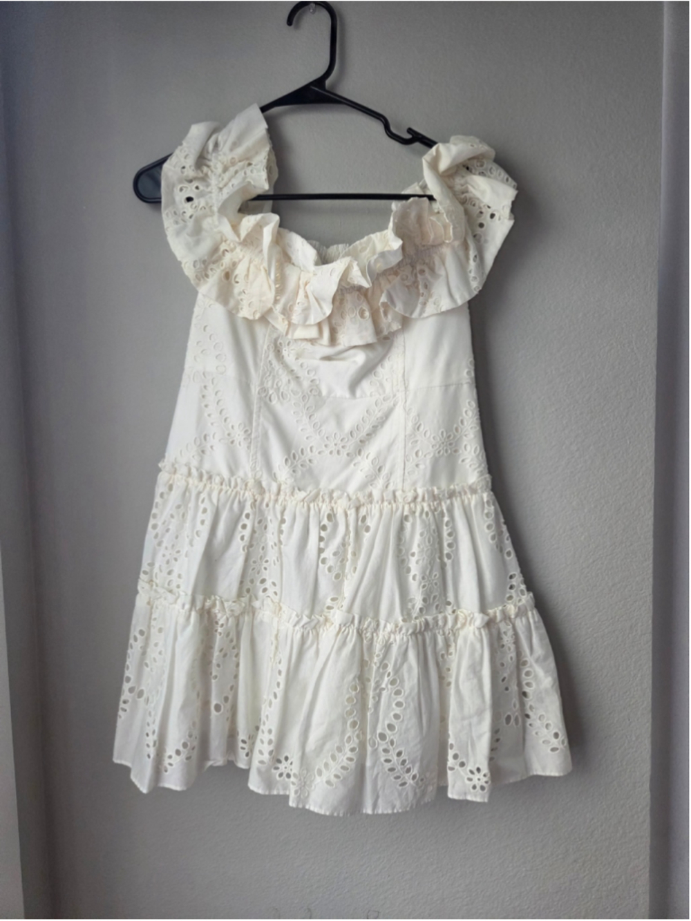 Women's Zara White Eyelet Mini Dress Size S - Picture 2 of 3